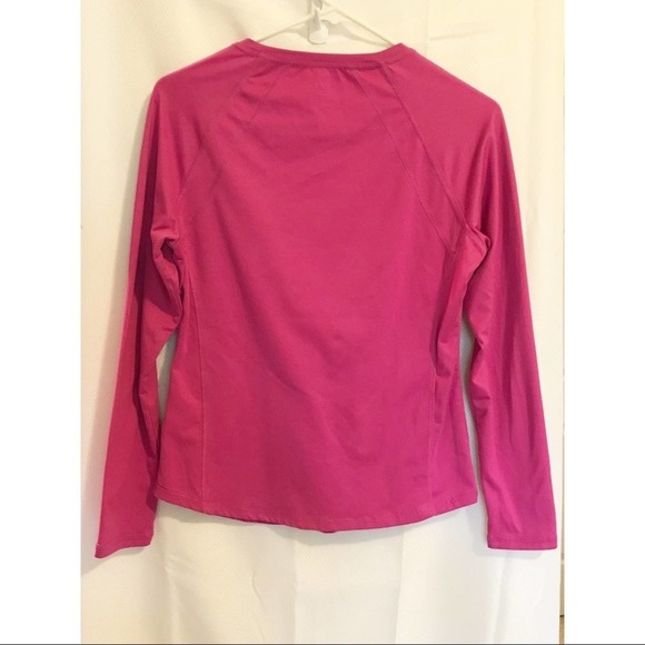 WORKOUT Exercise Top Womens Size S BCG Fushia long Sleeve V Neck Performance - Picture 5 of 6